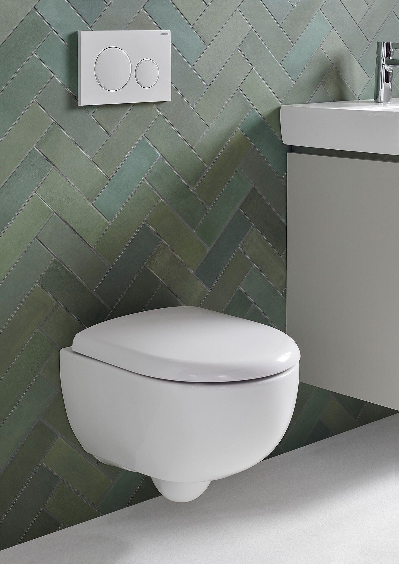 Geberit Sigma 40 Round betjeningsplade, mat hvid