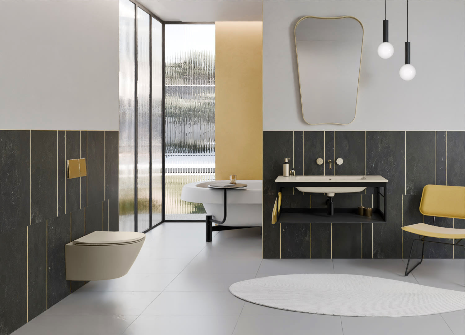 GSI Modo+ væghængt toilet, uden skyllekant, antibakteriel, mat beige