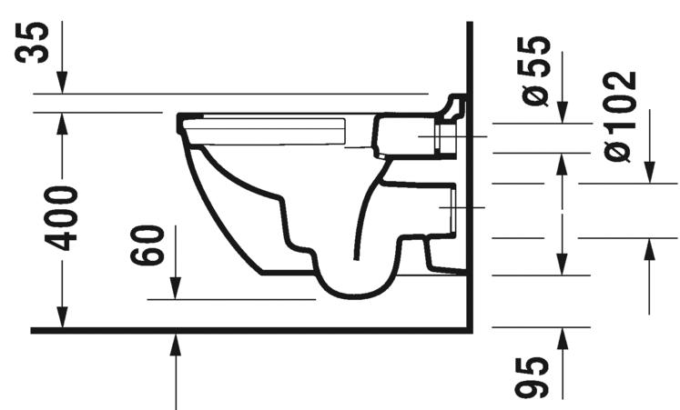 datablad Duravit Starck 3 væghængt toilet u/skyllekant