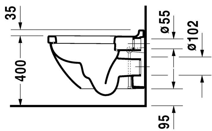 Duravit Starck 3 væghængt toilet, skjult montering