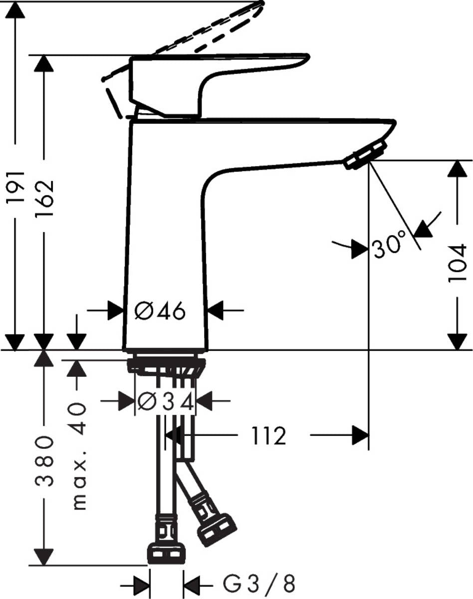 Datablad Hansgrohe Talis E 110 håndvaskarmatur 