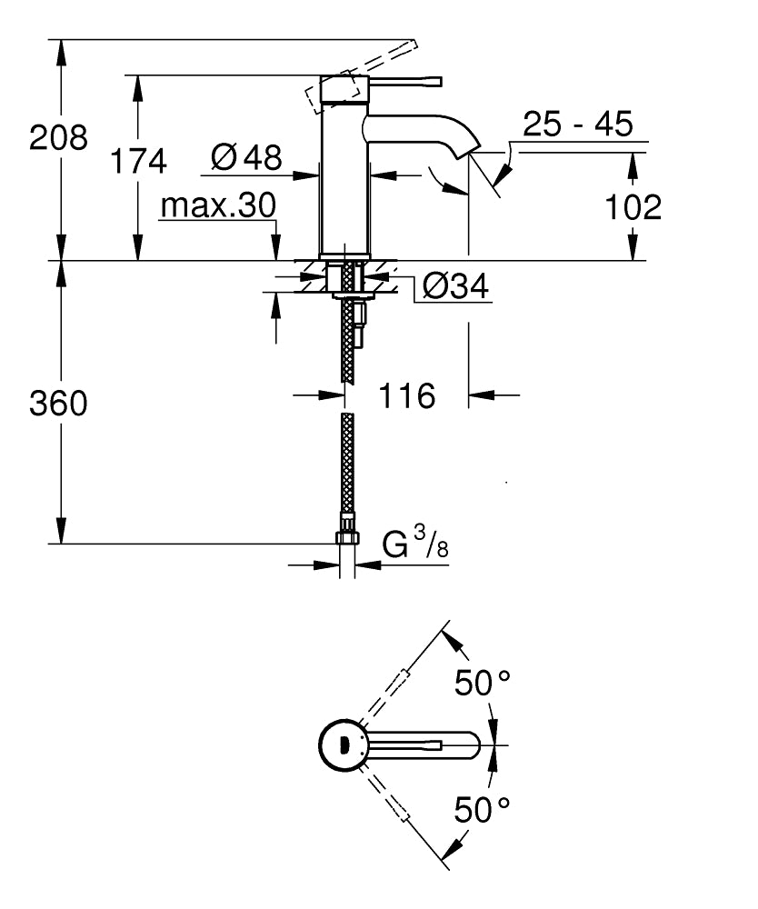 GROHE Essence håndvaskarmatur, S-size