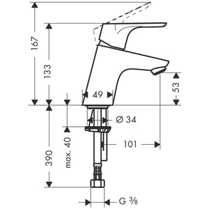 Hansgrohe Focus 70 håndvaskarmatur, krom