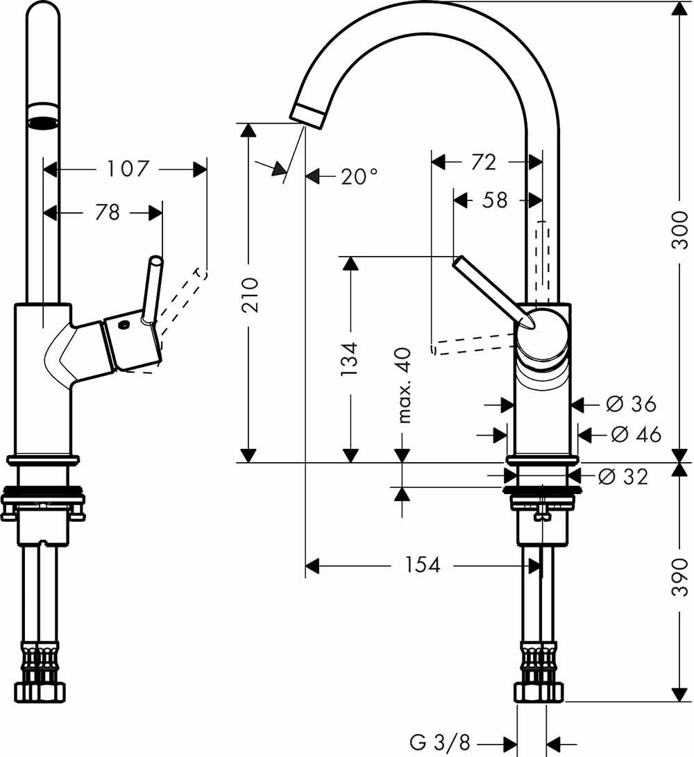 Datablad Hansgrohe Talis 210 håndvaskarmatur 