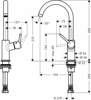 Datablad Hansgrohe Talis 210 håndvaskarmatur 