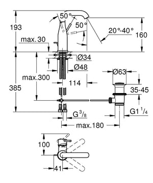 Grohe Essence håndvaskarmatur, M-size