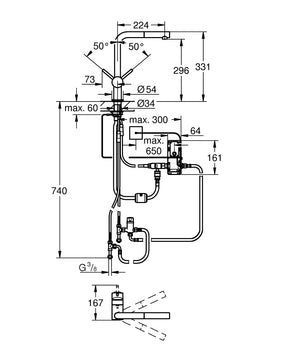 Datablad Grohe Minta touch L form i krom 