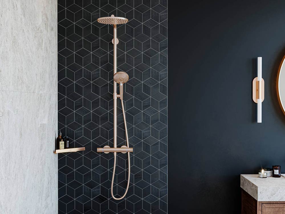 Hansgrohe Raindance Select S 240 1jet Powderrain brusesæt, Børstet bronze