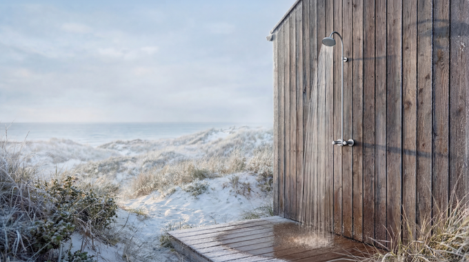 Damixa Outdoor udendørsbruser vægmonteret varm/kold 300-450mm, steel