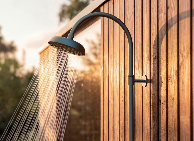 Damixa Outdoor udendørsbruser vægmonteret varm/kold 300-450mm, steel