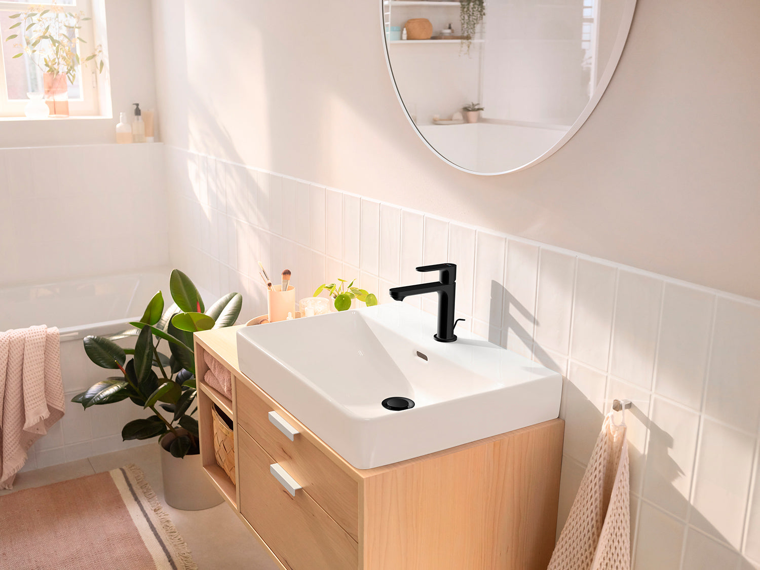 Hansgrohe bundventil, push-open, mat sort