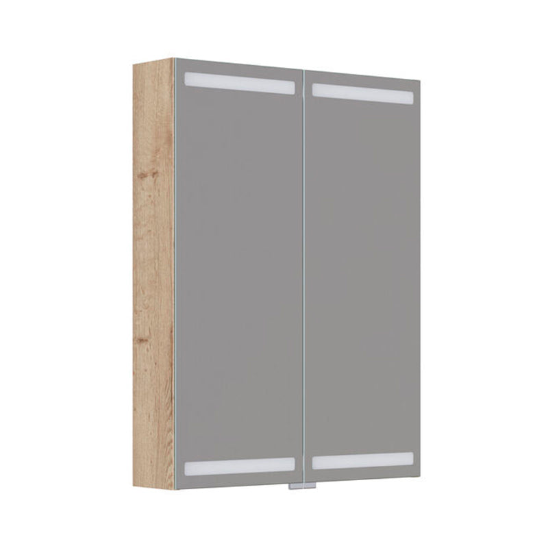 Dansani Luna Level spejlskab inkl lys og lysstyring, 80x60 cm, natur eg