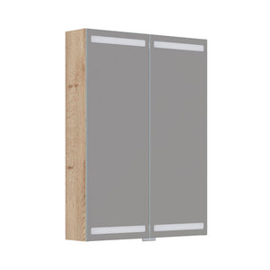 Dansani Luna Level spejlskab inkl lys og lysstyring, 80x60 cm, natur eg