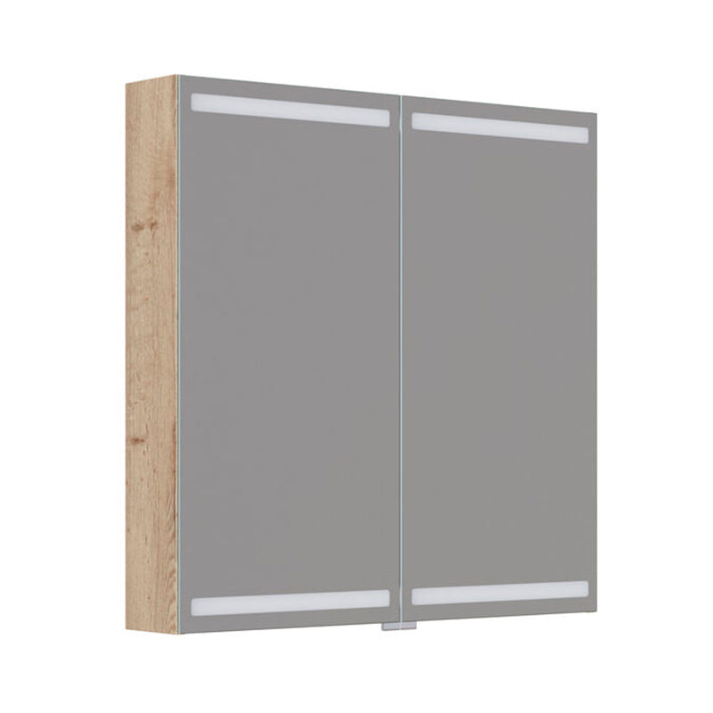 Dansani Luna Level spejlskab inkl lys og lysstyring, 80x80 cm, natur eg