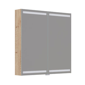 Dansani Luna Level spejlskab inkl lys og lysstyring, 80x80 cm, natur eg