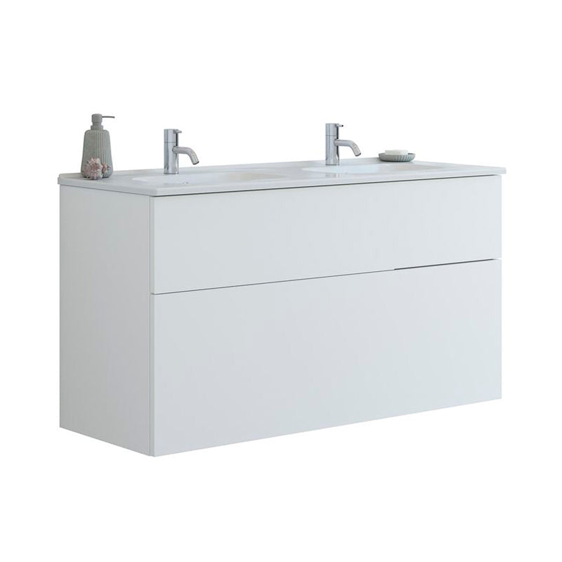 Dansani Luna badeværelsesmøbel inkl. Kantate dobbeltvask 121 cm, mat hvid