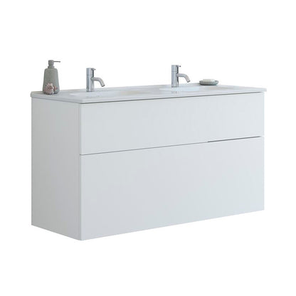 Dansani Luna badeværelsesmøbel inkl. Kantate dobbeltvask 121 cm, mat hvid
