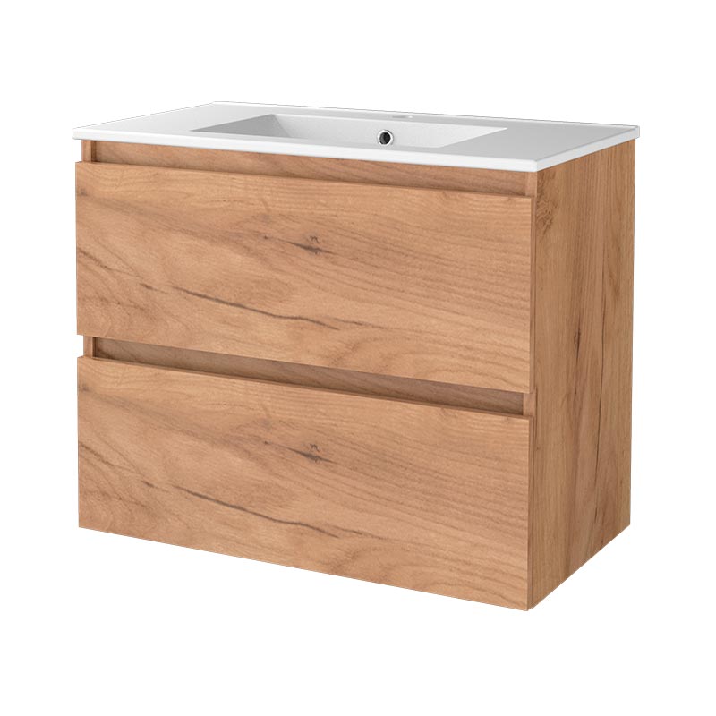 Sanibell Basicline badeværelsesmøbel inkl. vask, whiskey eg, 80 cm