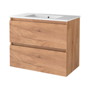 Sanibell Basicline badeværelsesmøbel inkl. vask, whiskey eg, 80 cm