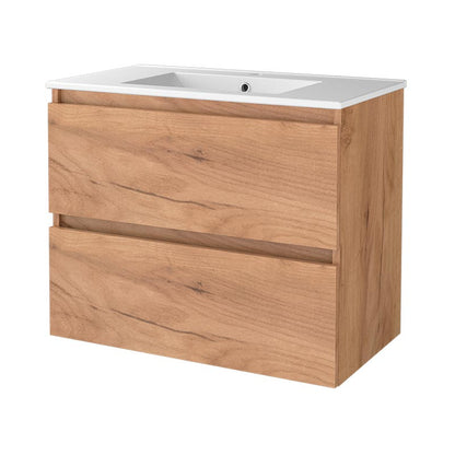 Sanibell Basicline badeværelsesmøbel inkl. vask, whiskey eg, 80 cm