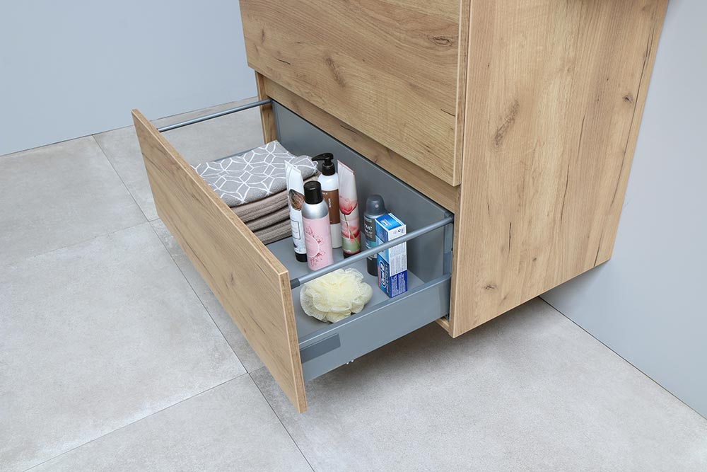 Sanibell Basicline badeværelsesmøbel inkl. vask, whiskey eg, 80 cm