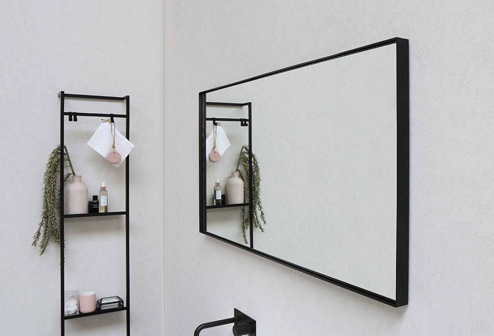 Sanibell Basicline badeværelsesspejl uden lys, 100x60 cm, sort