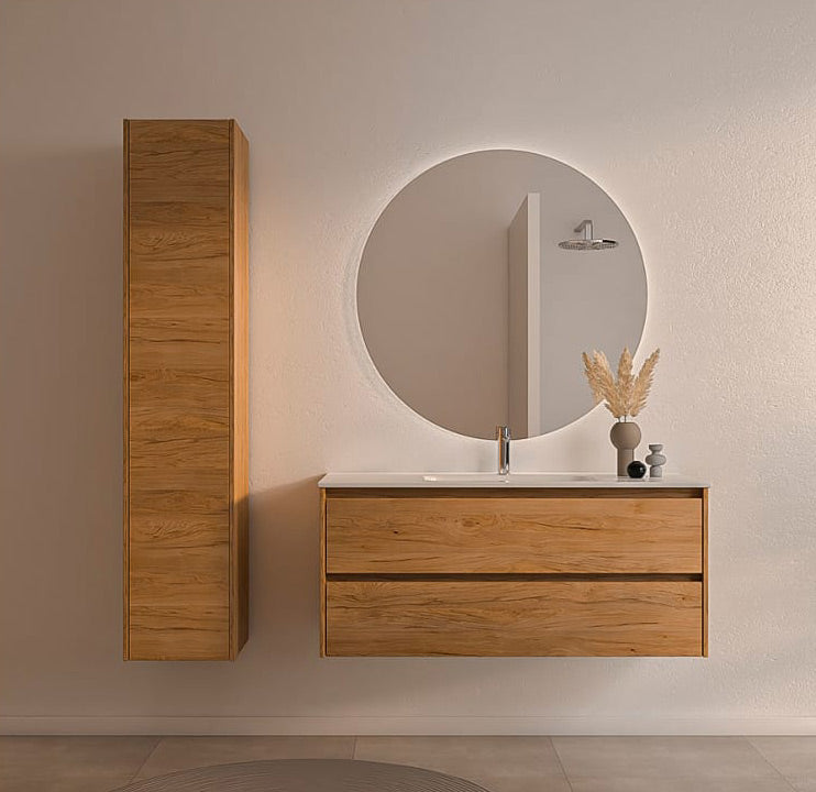 Sanibell Proline badeværelsesmøbel inkl. vask, ideal eg, 120 cm