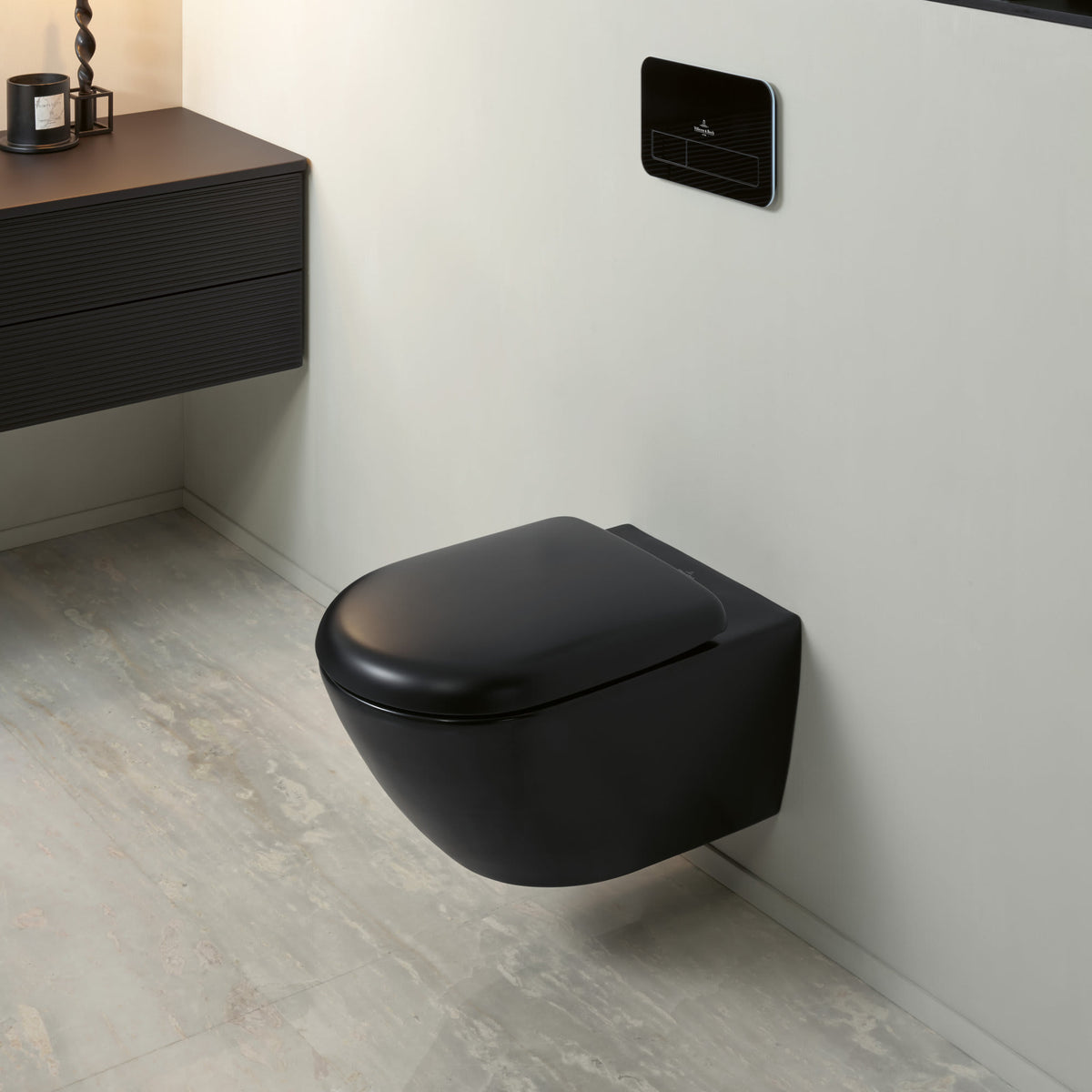 Villeroy & Boch Antao væghængt toilet, uden skyllekant, rengøringsvenlig, mat sort
