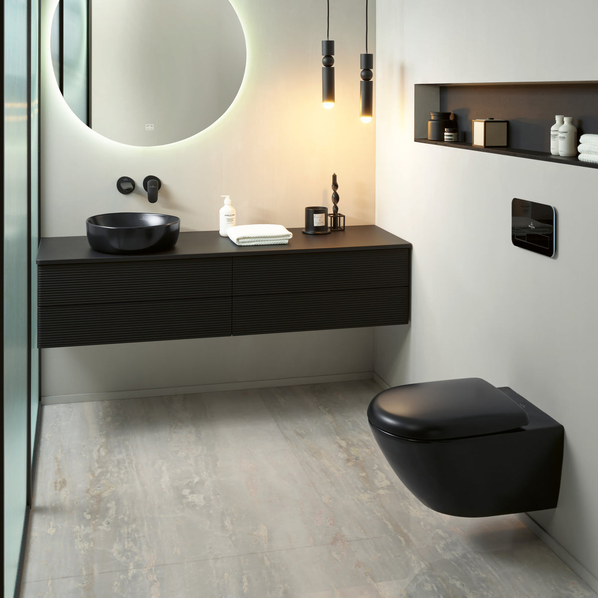Villeroy & Boch Antao væghængt toilet, uden skyllekant, rengøringsvenlig, mat sort