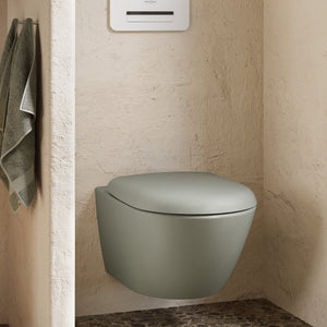 Villeroy & Boch Antao væghængt toilet, uden skyllekant, rengøringsvenlig, mat grøn