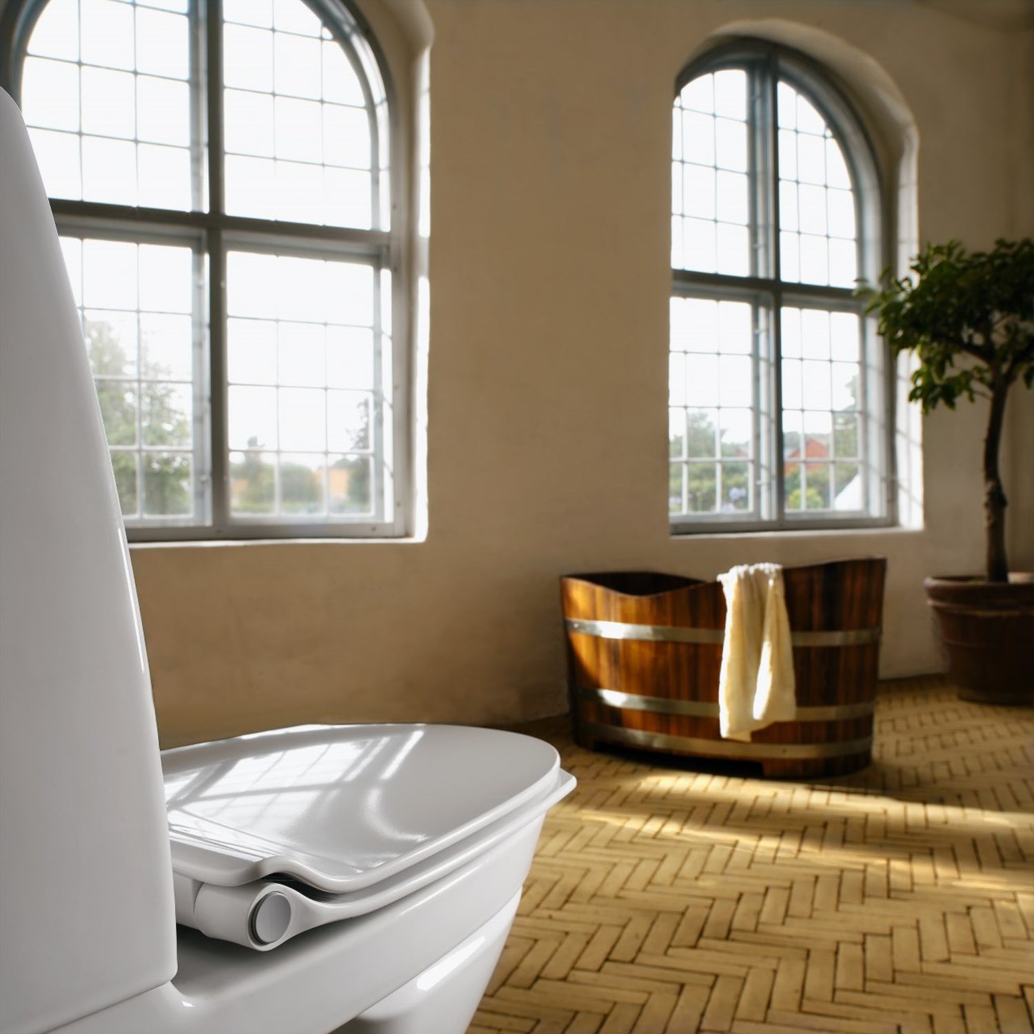 Toilet med sæde i fokus