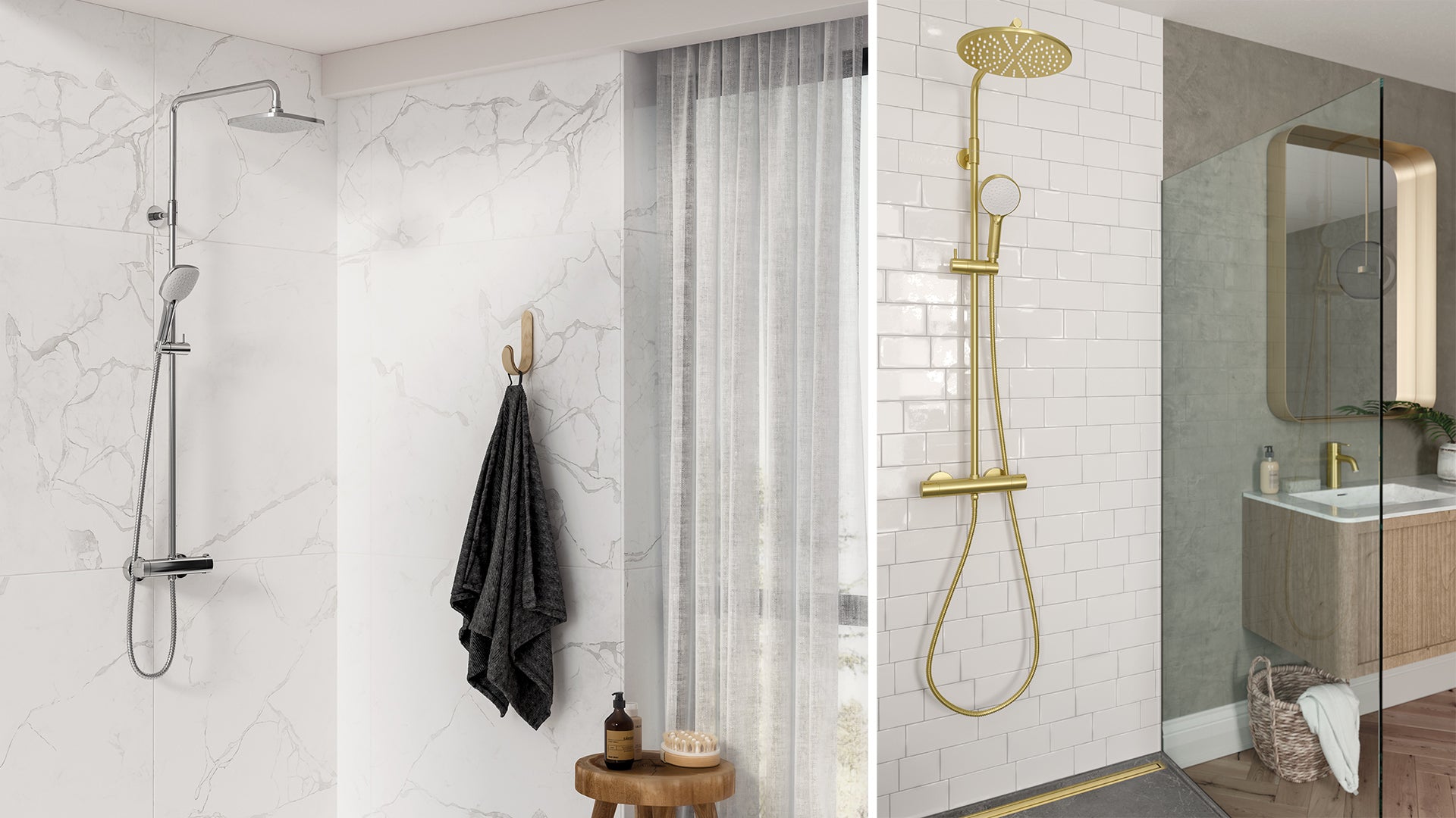 Damixa brusesæt messing og krom