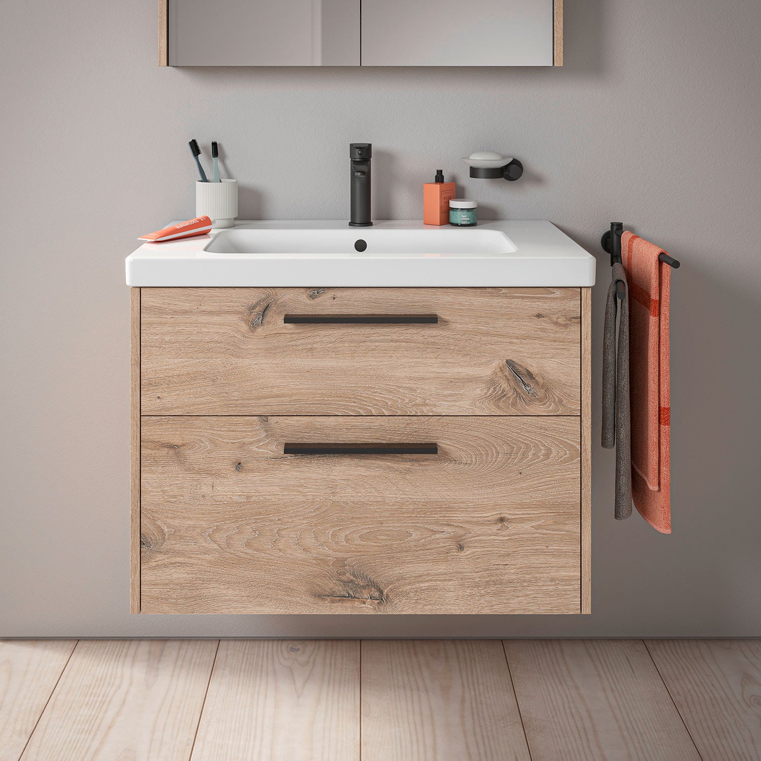 Duravit D-code badeværelsesmøbel inkl. vask, 80 cm