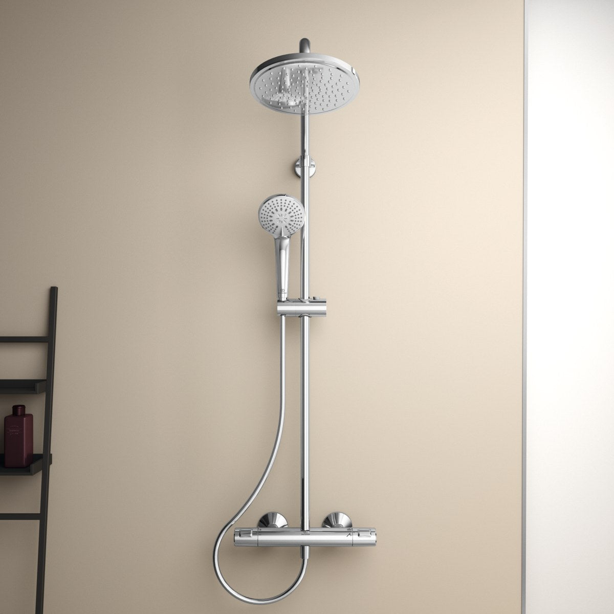Ideal Standard Ceratherm T25 brusesystem med termostat, krom – miljøbillede