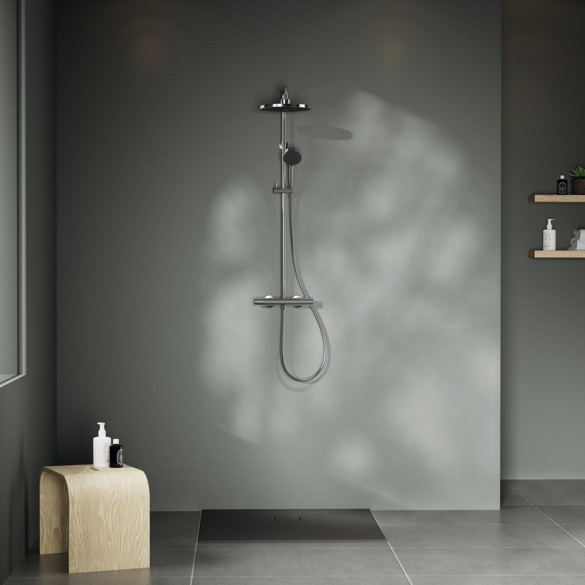 Ideal Standard Ceratherm T25+ brusesystem med termostat, krom – miljøbillede