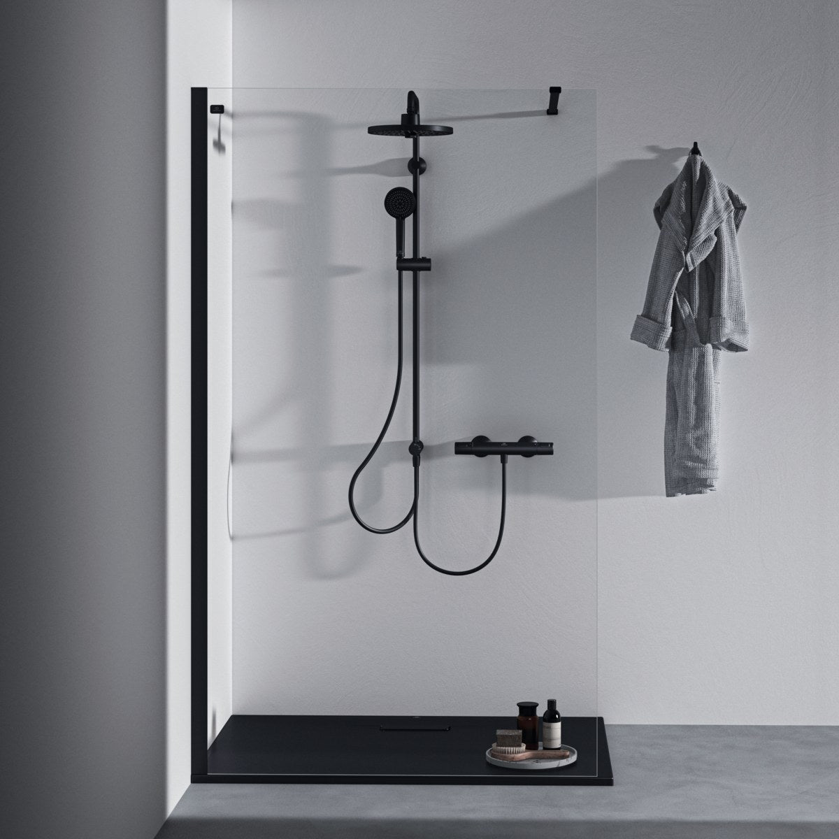 Ideal Standard Ceratherm T25 brusetermostat, mat sort – miljøbillede