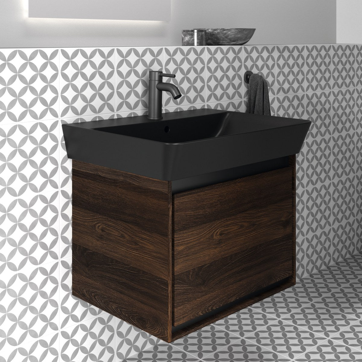 Ideal Standard Connect Air håndvask, 60x46 cm, mat sort – miljøbillede