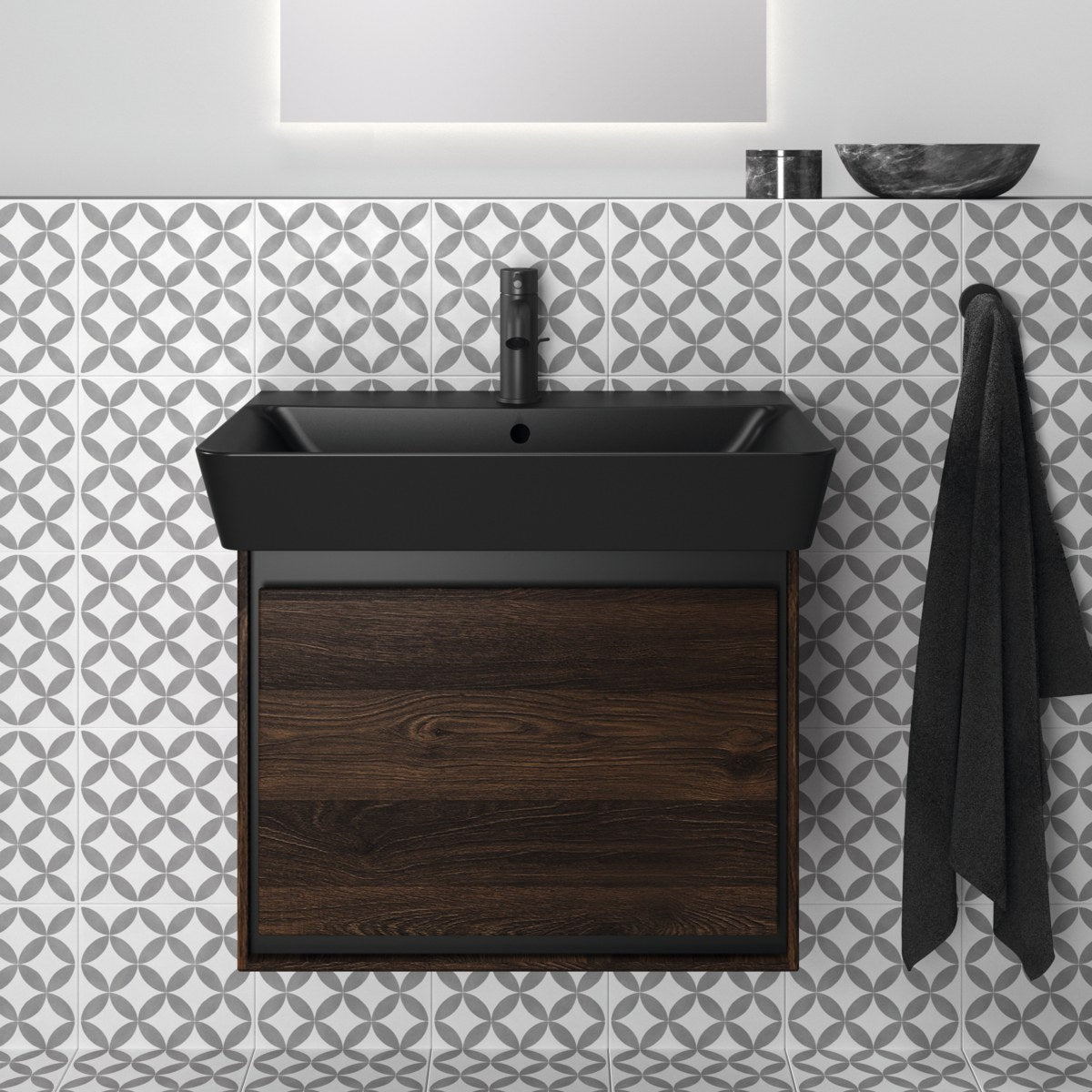 Ideal Standard Connect Air håndvask, 60x46 cm, mat sort – miljøbillede