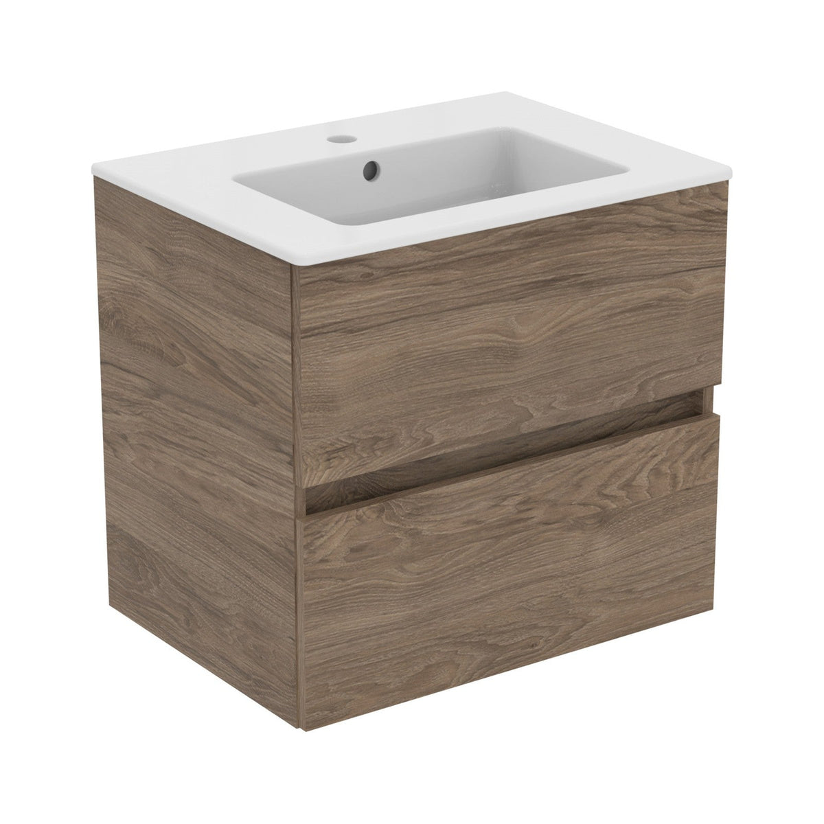 Ideal Standard Eurovit+ badeværelsesmøbel inkl. håndvask, 61 cm, flint hickory