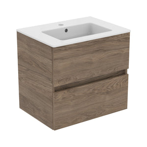 Ideal Standard Eurovit+ badeværelsesmøbel inkl. håndvask, 61 cm, flint hickory