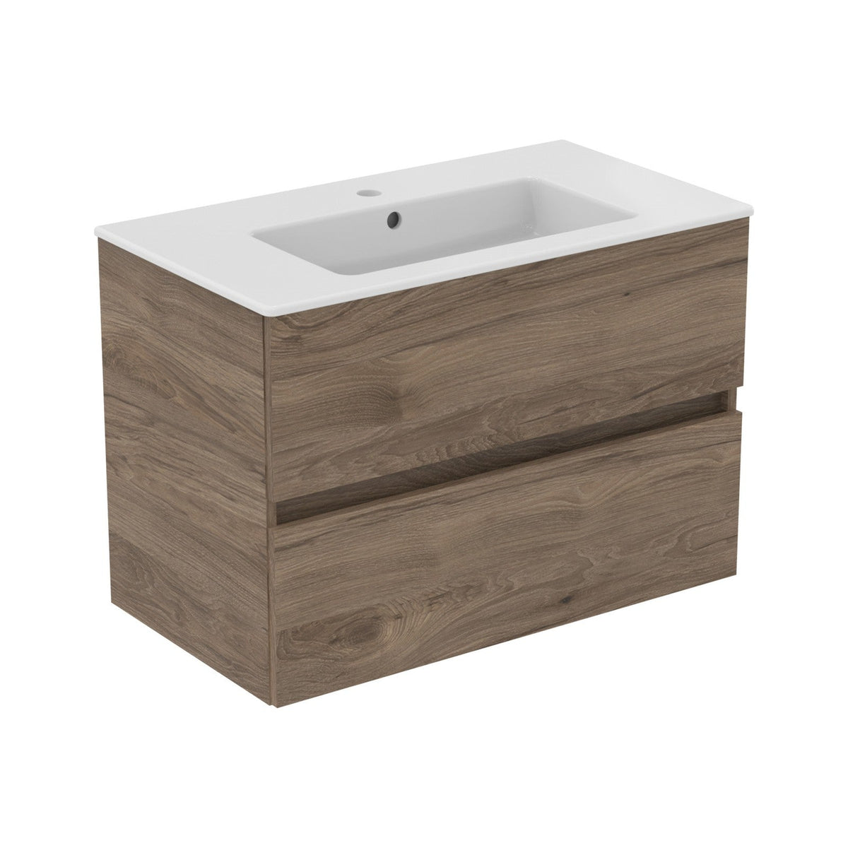 Ideal Standard Eurovit+ badeværelsesmøbel inkl. håndvask, 81 cm, flint hickory