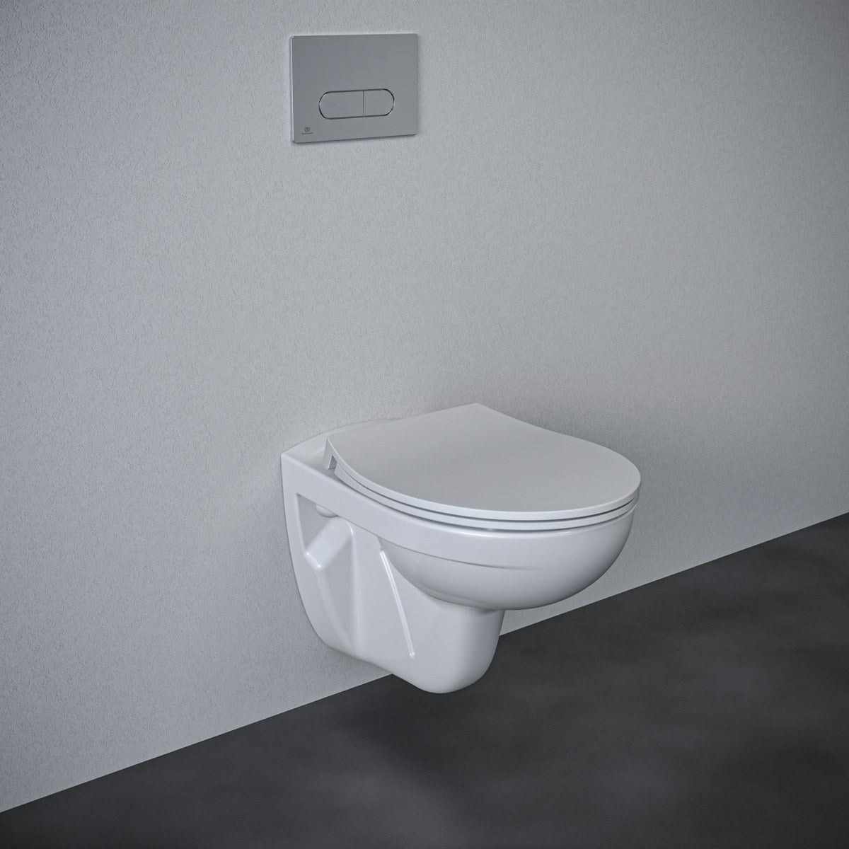 Ideal Standard Eurovit væghængt toilet uden skyllekant inkl. soft close-sæde, hvid – miljøbillede