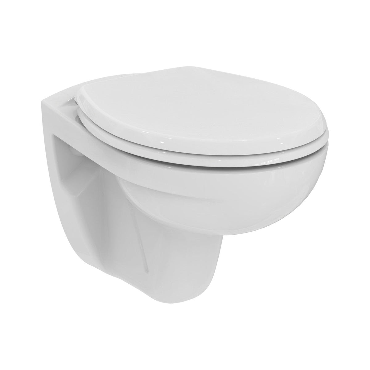 Ideal Standard Eurovit væghængt toilet uden skyllekant inkl. soft close-sæde, hvid