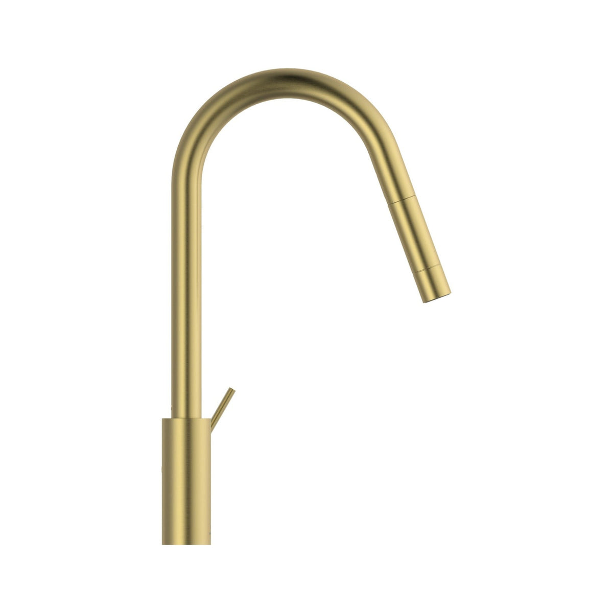 Ideal Standard Gusto køkkenarmatur med C-tud og udtræk, Brushed Gold – set fra siden