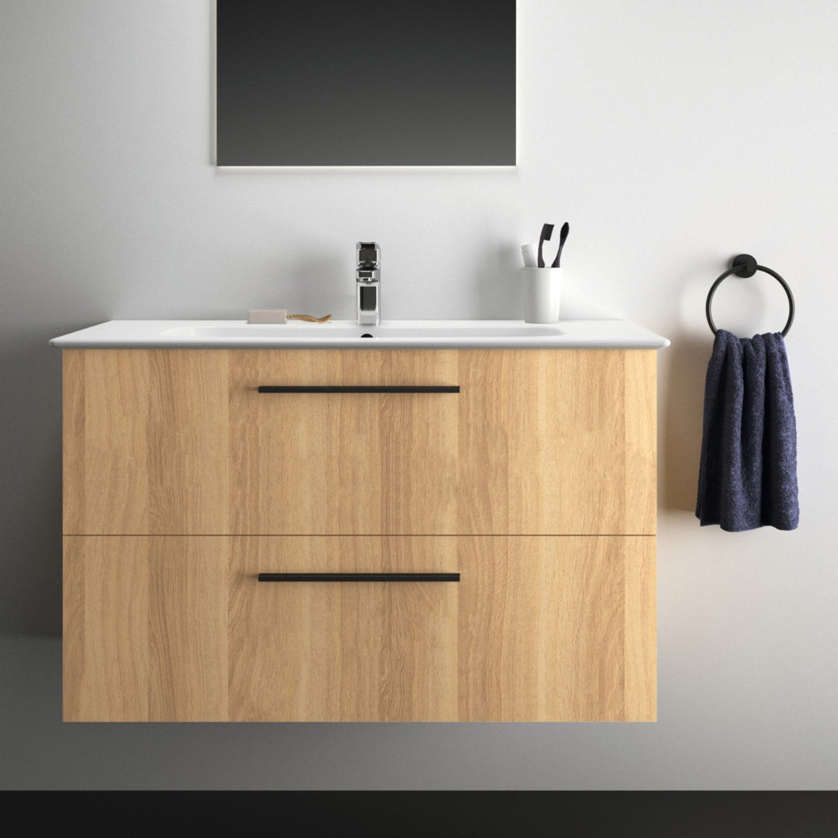 Ideal Standard i.life A badeværelsesmøbel inkl. håndvask, 104 cm, natur eg – miljøbillede
