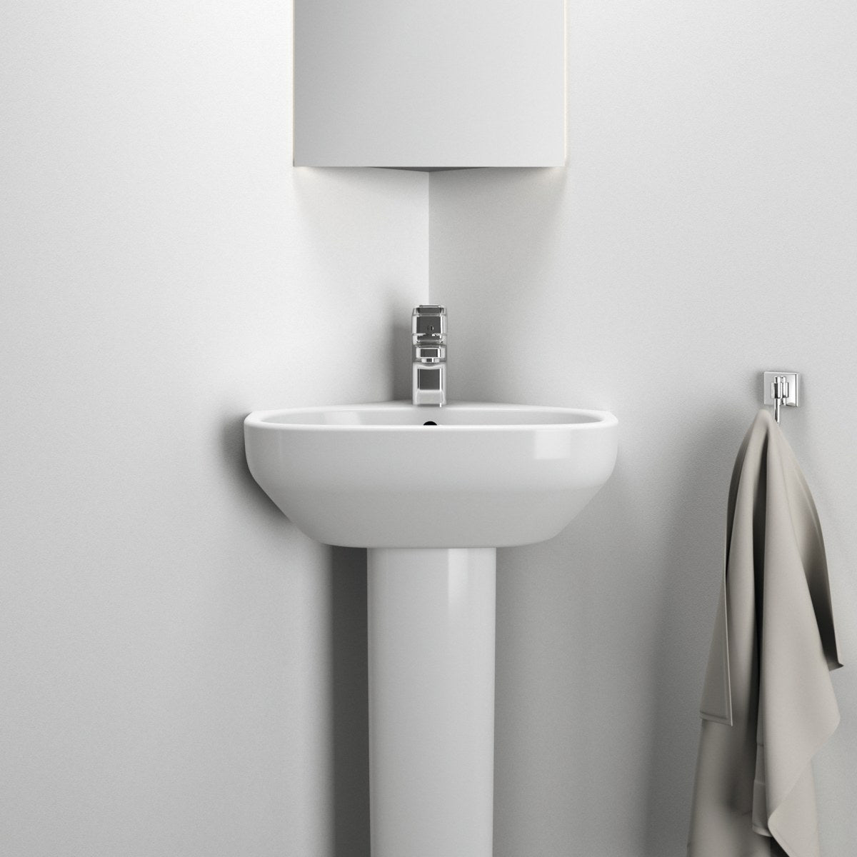 Ideal Standard i.life A hjørnehåndvask, 45x41 cm, hvid – miljøbillede