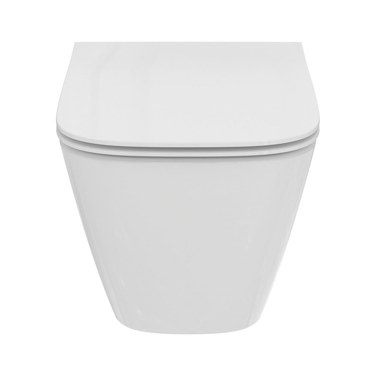 Ideal Standard i.life B væghængt toilet uden skyllekant inkl. soft close-sæde, hvid – set forfra