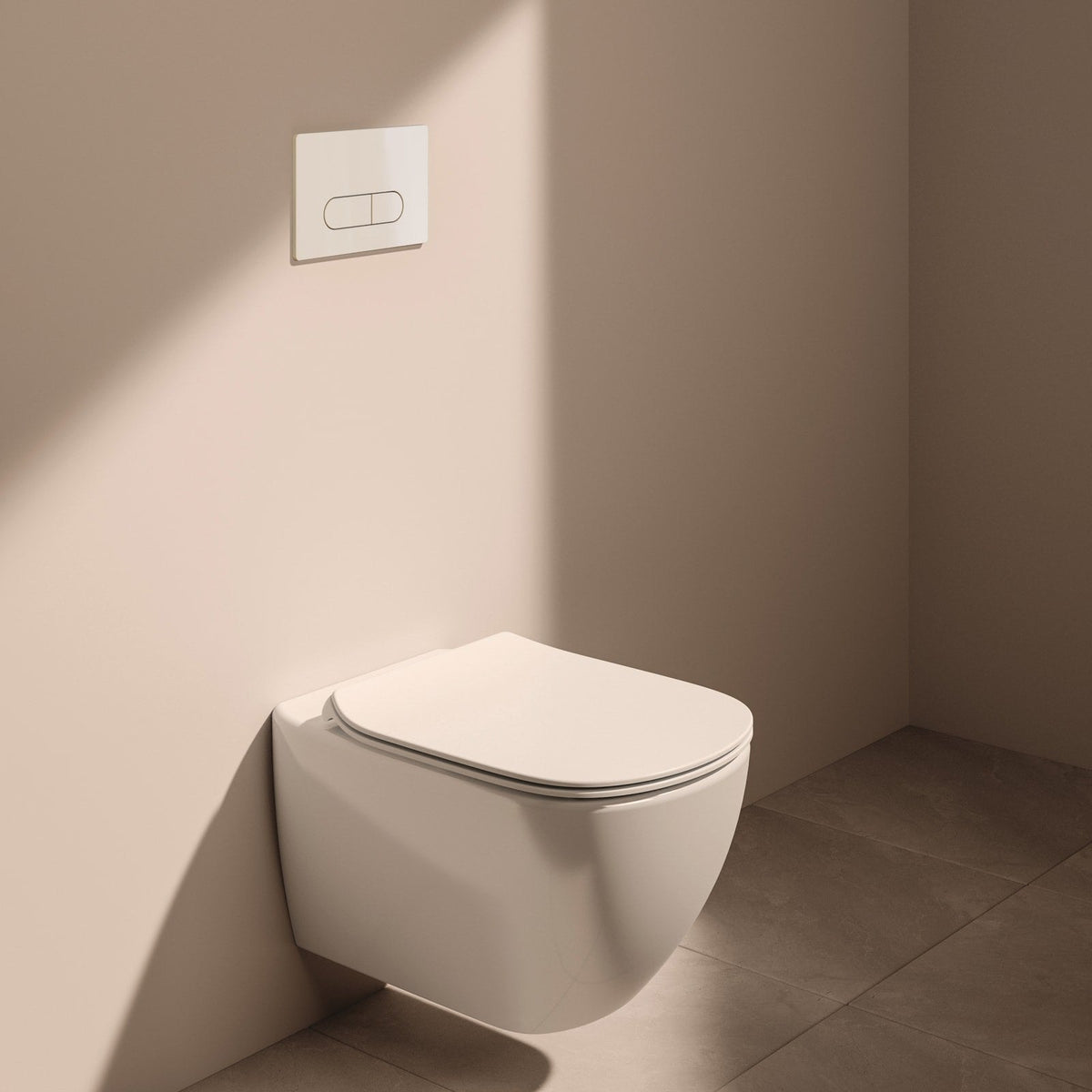 Ideal Standard Idealmood væghængt toilet uden skyllekant inkl. soft close-sæde, hvid – miljøbillede