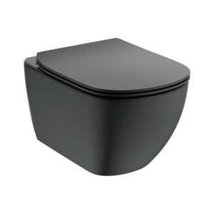Ideal Standard Idealmood væghængt toilet uden skyllekant inkl. soft close-sæde, mat sort