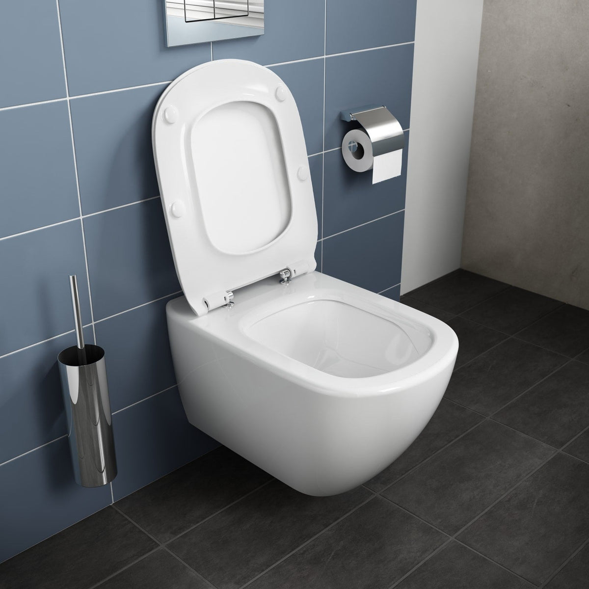 Ideal Standard Idealmood væghængt toilet uden skyllekant inkl. soft close-sæde, mat sort – miljøbillede